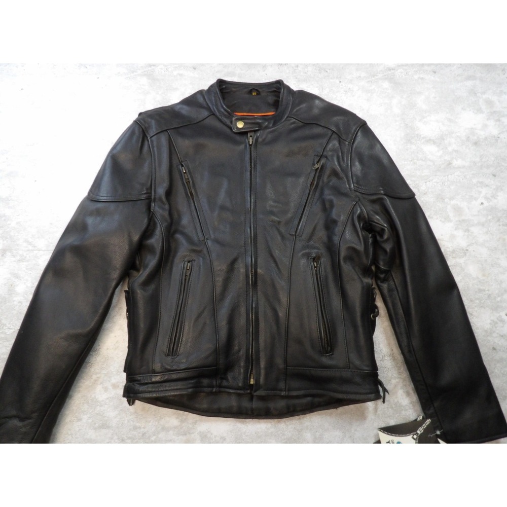 Unik‎ Ultra Jacket Mens Medium Leather Motorcycle Biker Padded Zip Out Liner